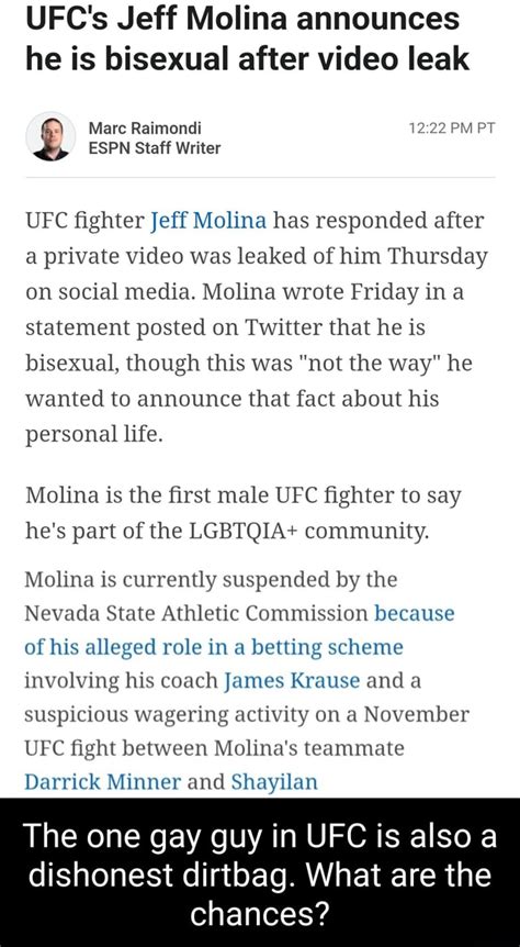 jeff molina video nsfw|UFCs Jeff Molina announces he is bisexual after video leak